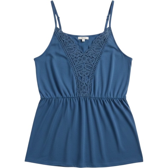 Maurices Tops - CLEARANCE-Maurices Navy Crochet-Trim Peplum Camisole